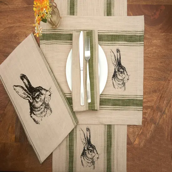 Easter Bunny Feed Sack Woven Cotton Single Cloth Napkin {4}