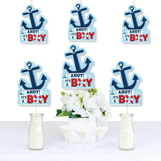 Big Dot of Happiness Ahoy It's a Boy - Anchor Decorations DIY Nautical Baby Shower Essentials - Set of 20 {1}