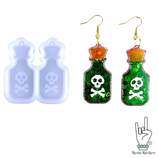 UV Safe Poison Potion Bottle Dangle Earring Mold for UV or Epoxy Resin Art {1}