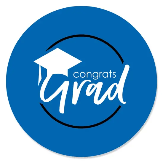 Big Dot of Happiness Blue Grad - Best is Yet to Come - Royal Blue Graduation Party Circle Sticker Labels - 24 Count {1}