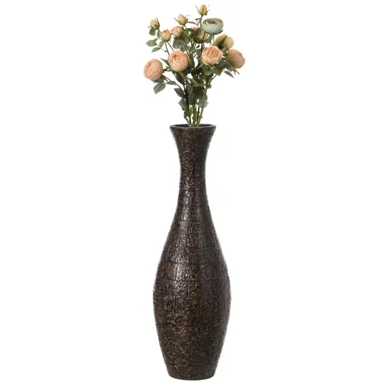 Modern Decorative Brown Textured Design Floor Flower Vase, for Living Room, Entryway or Dining Room, 31 inch {1}