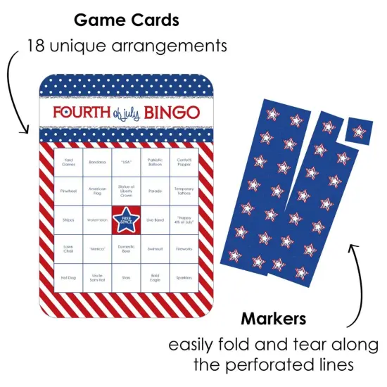 Big Dot of Happiness 4th of July - Bar Bingo Cards and Markers - Independence Day Bingo Game - Set of 18 {3}