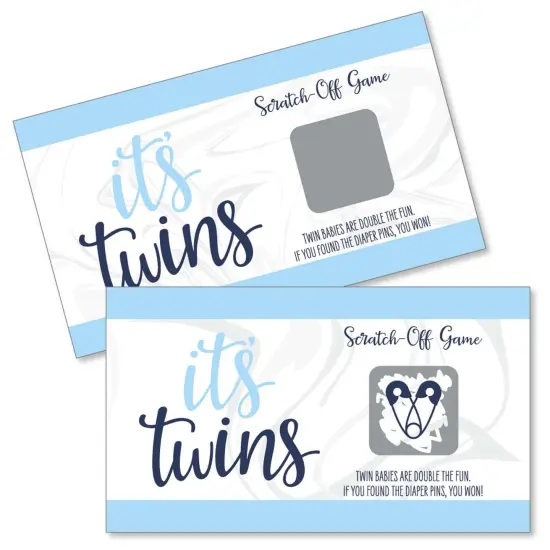 Big Dot of Happiness It's Twin Boys - Blue Twins Baby Shower Game Scratch Off Cards - 22 Count {1}