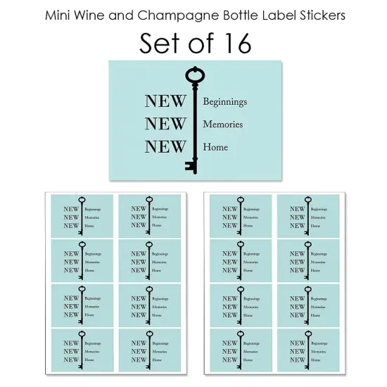 Big Dot of Happiness Home Sweet Home - Mini Wine and Champagne Bottle Label Stickers - Housewarming Party Favor Gift for Women and Men - Set of 16 {7}
