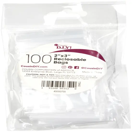 CousinDIY Reclosable Bags 100/Pkg-2"x3" {1}