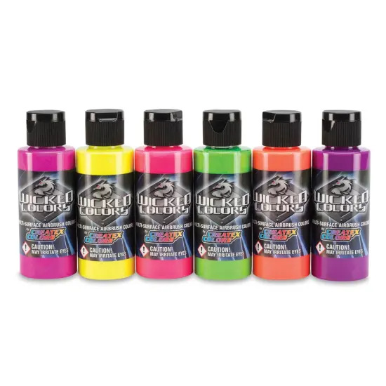 Createx Wicked Colors Airbrush Color - 2 oz, Set of 6, Fluorescent {1}