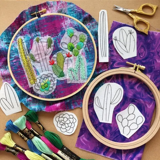 MCreativeJ Cacti - Peel Stick and Stitch Hand Embroidery Patterns {5}