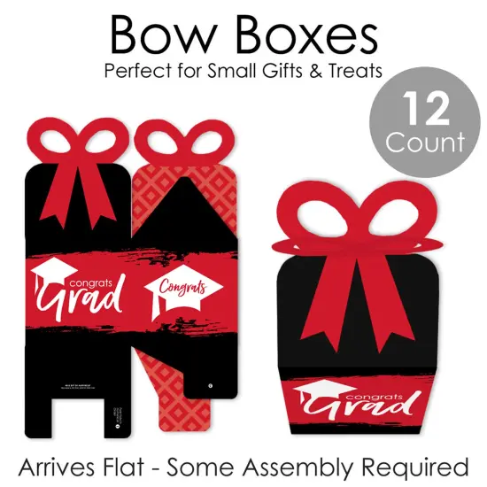 Big Dot of Happiness Red Grad - Best is Yet to Come - Square Favor Gift Boxes -Red Graduation Party Bow Boxes - Set of 12 {7}
