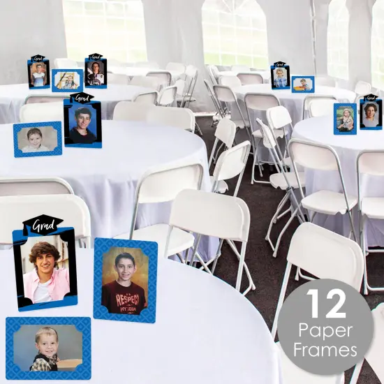 Big Dot of Happiness Blue Graduation Party Centerpieces - 4x6 Picture Display - Paper Photo Frames - Set of 12 {3}