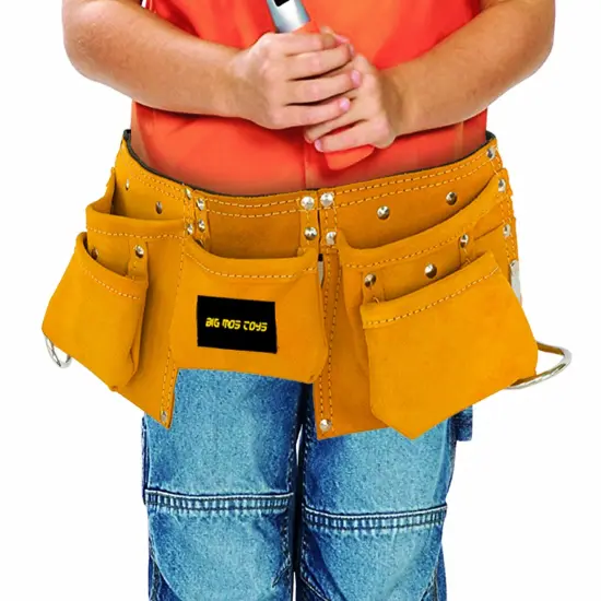 Big Mo's Toys Tool Belt - Kids Brown Faux Suede Pretend Play Belt for Tools with Adjustable Strap {5}