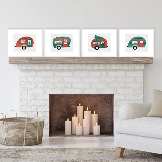 Big Dot of Happiness Camper Christmas - Unframed Red and Green Holiday Linen Paper Wall Art - Set of 4 - Artisms - 8 x 10 inches {3}