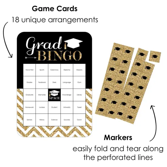 Big Dot of Happiness Tassel Worth The Hassle - Gold - Bingo Cards and Markers - Graduation Party Shaped Bingo Game - Set of 18 {4}