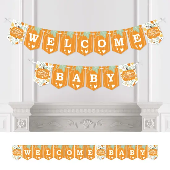Big Dot of Happiness Little Pumpkin - Fall Baby Shower Bunting Banner - Party Decorations - Welcome Baby {1}