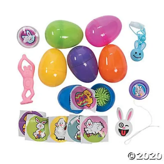 Bulk Pre-Filled Toy Easter Eggs (100 eggs) Easter Hunt Party Supplies {1}