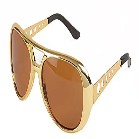 Big Mo's Toys Rockstar 50s, 60s Style Aviator Shades, Gold Celebrity Sunglasses 1 Pair {2}