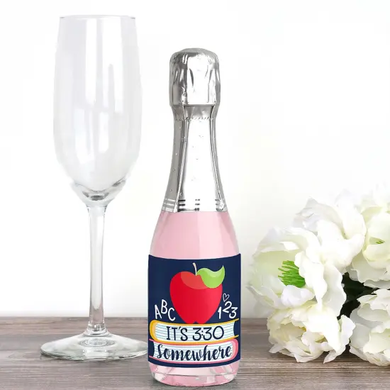 Big Dot of Happiness Back to School - Mini Wine and Champagne Bottle Label Stickers - First Day of School Teacher Appreciation Favor Gift - Set of 16 {3}