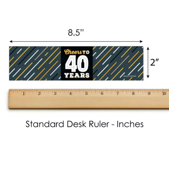Big Dot of Happiness Cheers and Beers to 40 Years - 40th Birthday Party Water Bottle Sticker Labels - Set of 20 {6}