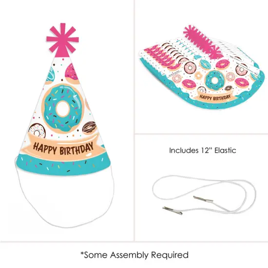 Big Dot of Happiness Donut Worry, Let&rsquo;s Party - Cone Happy Birthday Party Hats for Kids and Adults - Set of 8 (Standard Size) {6}