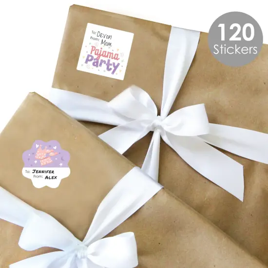 Big Dot of Happiness Pajama Slumber Party - Assorted Girls Sleepover Birthday Party Gift Tag Labels - To and From Stickers - 12 Sheets - 120 Stickers {3}