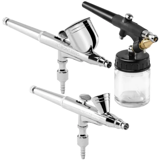PointZero Airbrush Dual Action Airbrush Kit with 3 Airbrushes {4}