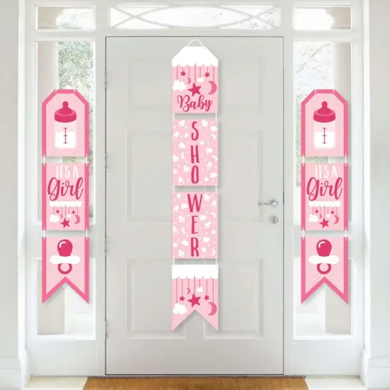 Big Dot of Happiness It's a Girl - Hanging Vertical Paper Door Banners - Pink Baby Shower Wall Decoration Kit - Indoor Door Decor {1}