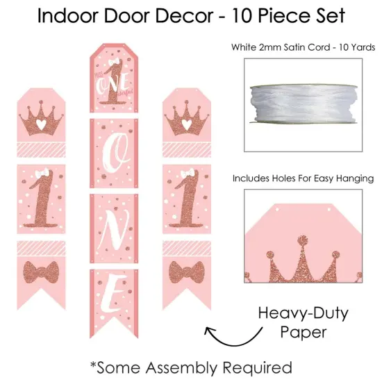 Big Dot of Happiness 1st Birthday Little Miss Onederful - Hanging Vertical Paper Door Banners - Girl First Birthday Wall Decor Kit- Indoor Door Decor {6}