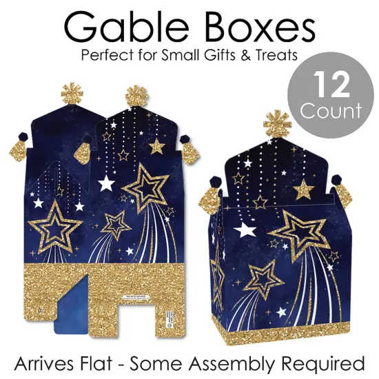 Big Dot of Happiness Starry Skies - Treat Box Party Favors - Gold Celestial Party Goodie Gable Boxes - Set of 12 {7}