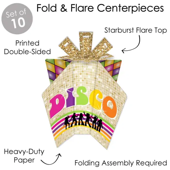 Big Dot of Happiness 70's Disco - Table Decorations - 1970s Disco Fever Party Fold and Flare Centerpieces - 10 Count {4}
