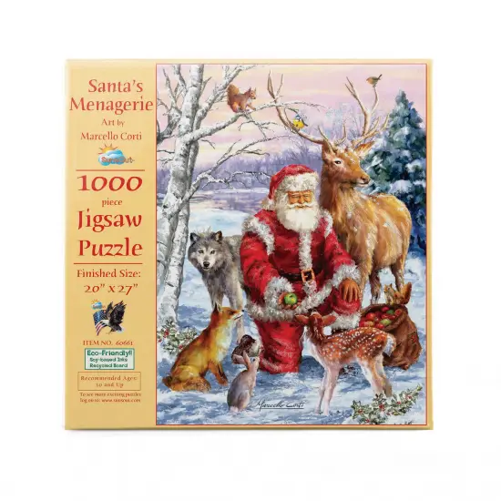 Sunsout Santa's Menagerie 1000 pc Christmas Jigsaw Puzzle 60661 {4}