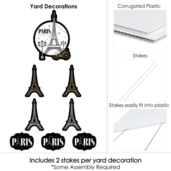Big Dot of Happiness Stars Over Paris - Yard Sign and Outdoor Lawn Decorations - Parisian Themed Party Yard Signs - Set of 8 {6}