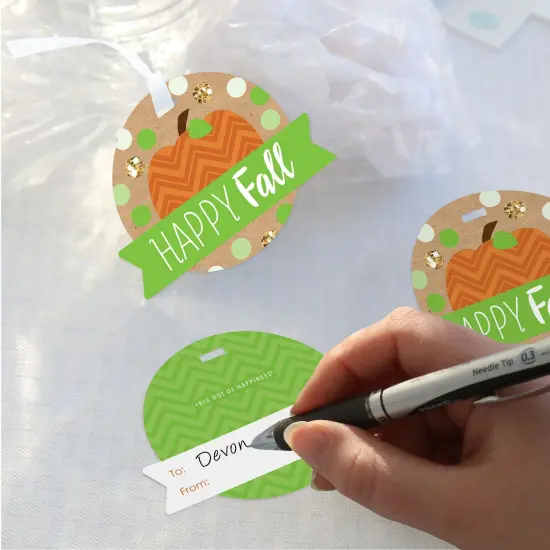 Big Dot of Happiness Pumpkin Patch - Fall, Halloween or Thanksgiving Party Clear Goodie Favor Bags - Treat Bags With Tags - Set of 12 {4}