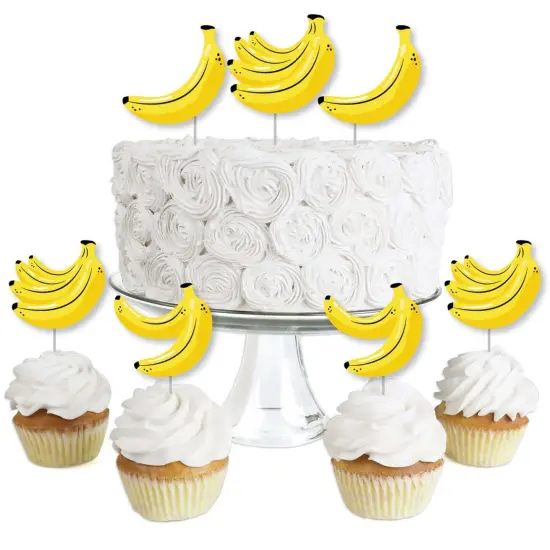 Big Dot of Happiness Let's Go Bananas - Dessert Cupcake Toppers - Tropical Party Clear Treat Picks - Set of 24 {1}