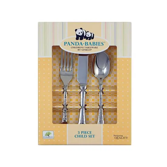 Ginkgo International Panda-Babies 3-Piece Child Stainless Steel Flatware Set {1}