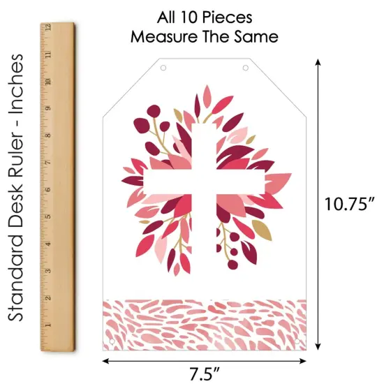 Big Dot of Happiness Pink Elegant Cross - Hanging Vertical Paper Door Banners - Girl Religious Party Wall Decoration Kit - Indoor Door Decor {7}