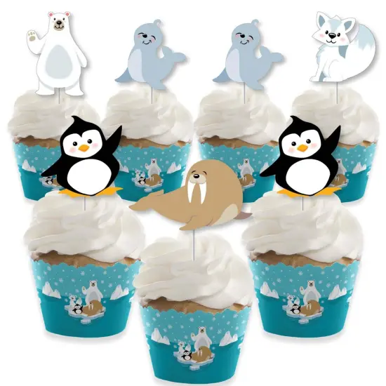 Big Dot of Happiness Arctic Polar Animals - Cupcake Decoration - Winter Baby Shower or Birthday Party Cupcake Wrappers and Treat Picks Kit - Set of 24 {1}