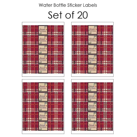 Big Dot of Happiness Friends Thanksgiving Feast - Friendsgiving Water Bottle Sticker Labels - Set of 20 {4}