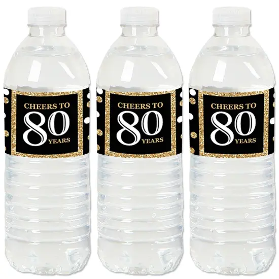 Big Dot of Happiness Adult 80th Birthday - Gold - Birthday Party Water Bottle Sticker Labels - Set of 20 {1}