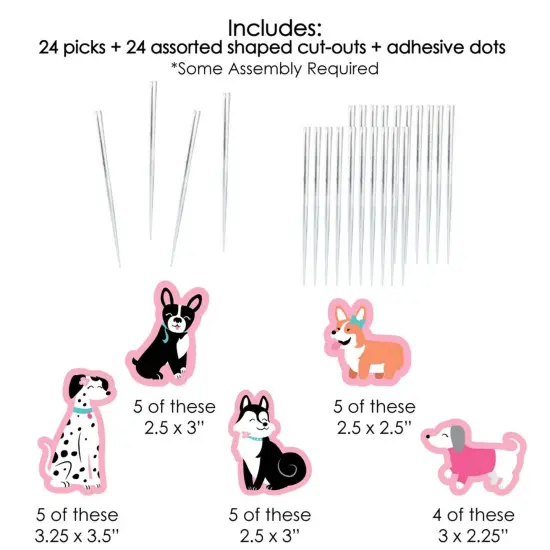 Big Dot of Happiness Pawty Like a Puppy Girl - Dessert Cupcake Toppers - Pink Dog Baby Shower or Birthday Party Clear Treat Picks - Set of 24 {7}