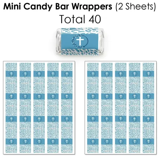 Big Dot of Happiness Blue Elegant Cross - Boy Religious Party Candy Favor Sticker Kit - 304 Pieces {4}