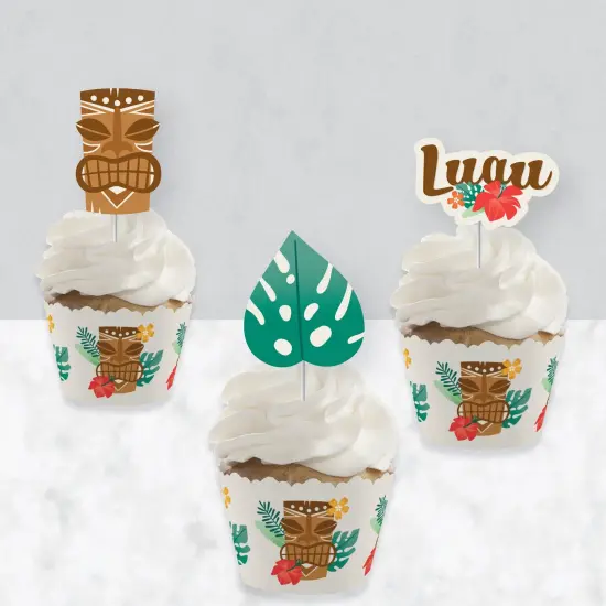 Big Dot of Happiness Tropical Luau - Cupcake Decoration - Hawaiian Beach Party Cupcake Wrappers and Treat Picks Kit - Set of 24 {4}