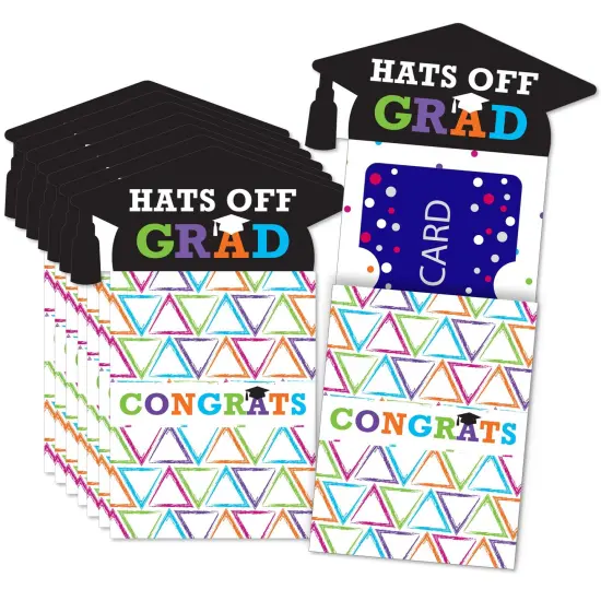 Big Dot of Happiness Hats Off Grad - Graduation Party Money and Gift Card Sleeves - Nifty Gifty Card Holders - Set of 8 {1}