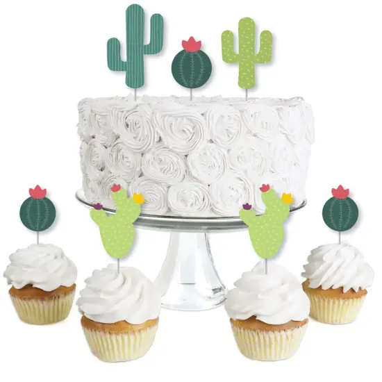 Big Dot of Happiness Prickly Cactus Party - Dessert Cupcake Toppers - Fiesta Party or Fiesta Birthday Party Clear Treat Picks - Set of 24 {1}