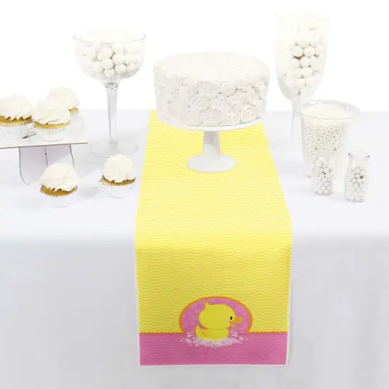 Big Dot of Happiness Pink Ducky Duck - Petite Girl Baby Shower or Birthday Party Paper Table Runner - 12 x 60 inches {3}