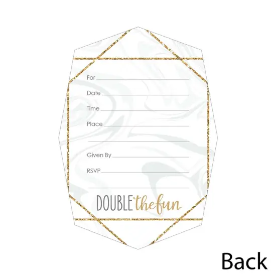 Big Dot of Happiness It's Twins - Shaped Fill-in Invitations - Gold Twins Baby Shower Invitation Cards with Envelopes - Set of 12 {4}