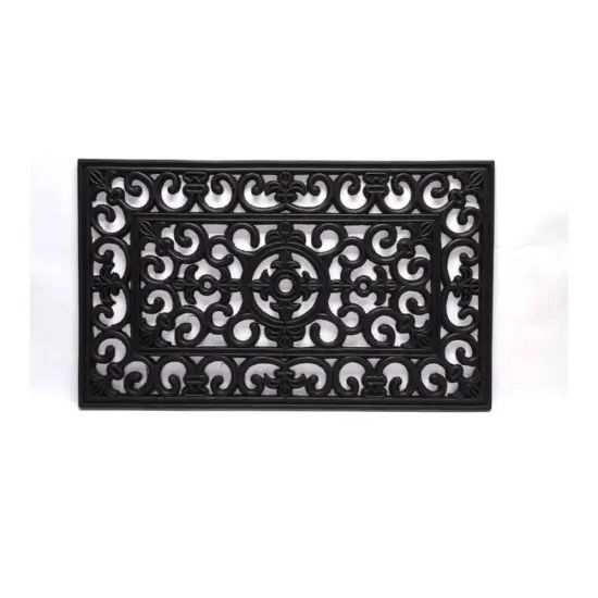 Filigree Rubber Scraper Doormat, Floor Door Mat in Black Rubber, Open Design Scrapes Dirt and Mud from Shoes and Boots {1}