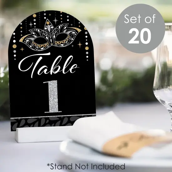 Big Dot of Happiness Masquerade - Mask Party Double-Sided 5 x 7 inches Cards - Table Numbers - 1-20 {3}