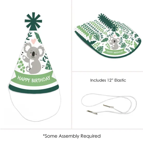 Big Dot of Happiness Koala Cutie - Cone Happy Birthday Party Hats for Kids and Adults - Set of 8 (Standard Size) {6}