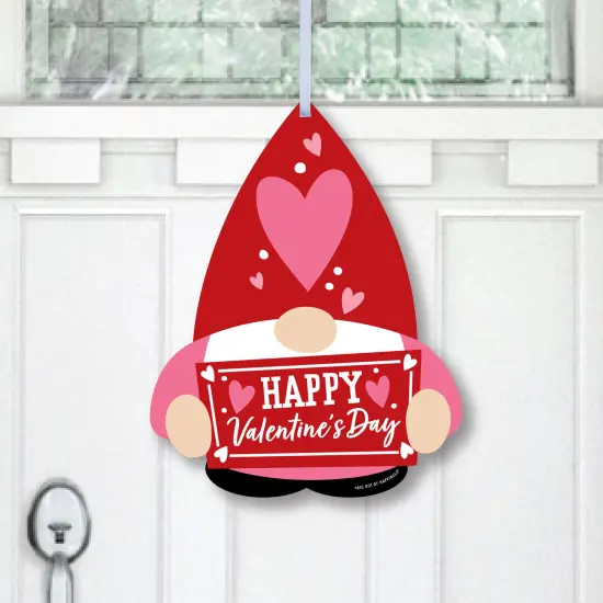 Big Dot of Happiness Valentine Gnomes - Hanging Porch Valentine's Day Party Outdoor Decorations - Front Door Decor - 1 Piece Sign {1}