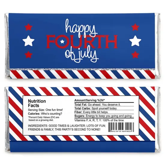 Big Dot of Happiness 4th of July - Candy Bar Wrapper Independence Day Party Favors - Set of 24 {3}