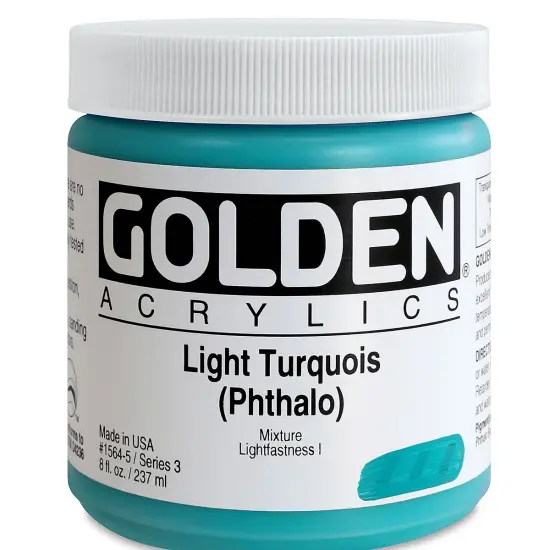 Golden Heavy Body Artist Acrylics - Light Turquoise (Phthalo), 8 oz Jar {2}